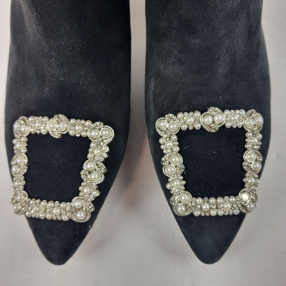 Sam Edelman Ulissa Luster Black Suede Rhinestone Mid Boots Size 6.5M - Picture 11 of 13